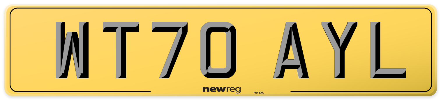 WT70 AYL Rear Number Plate