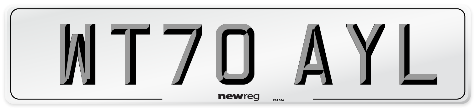 WT70 AYL Front Number Plate