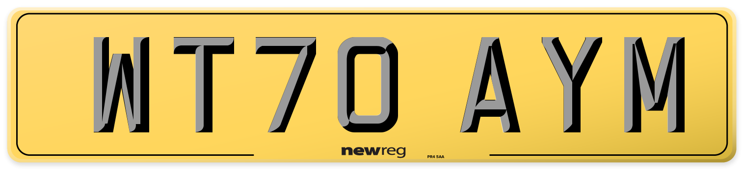 WT70 AYM Rear Number Plate
