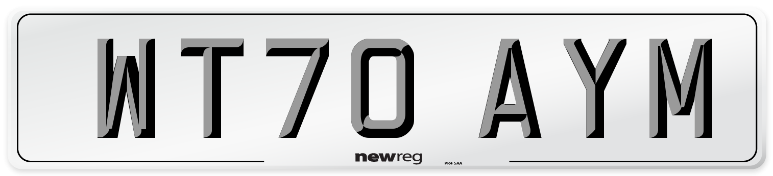 WT70 AYM Front Number Plate