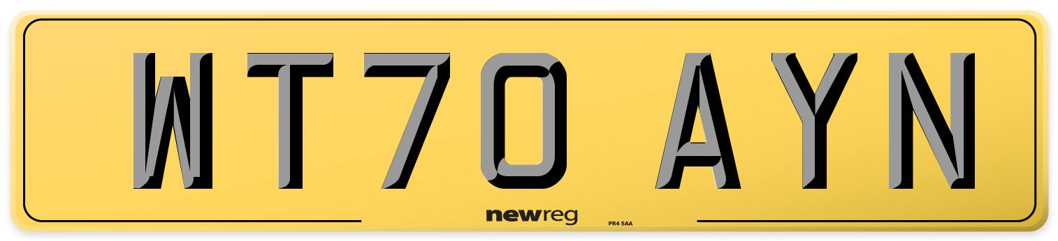 WT70 AYN Rear Number Plate