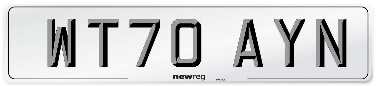 WT70 AYN Front Number Plate