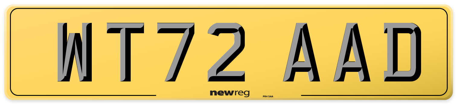 WT72 AAD Rear Number Plate
