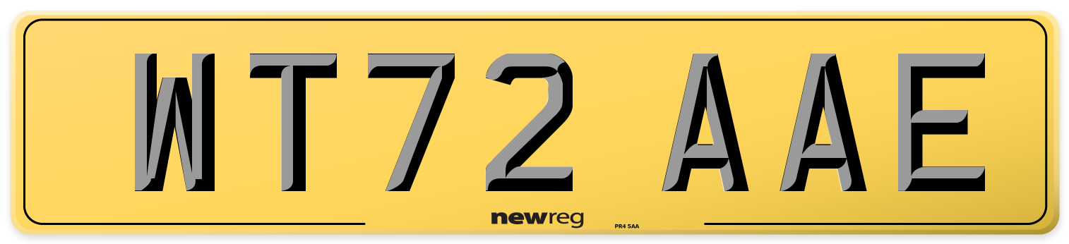 WT72 AAE Rear Number Plate