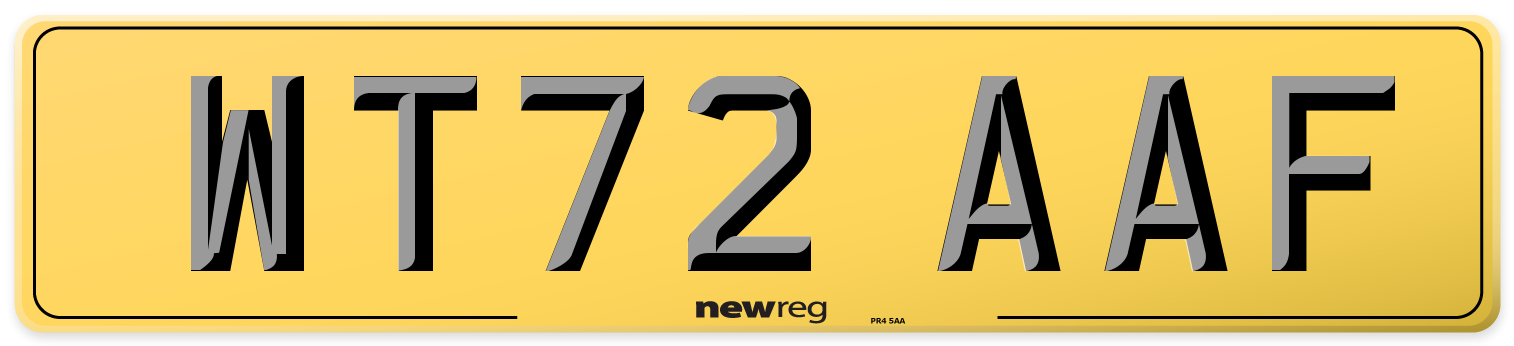 WT72 AAF Rear Number Plate