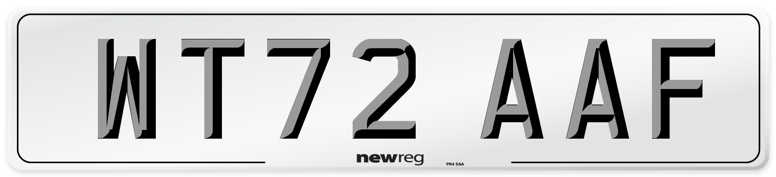 WT72 AAF Front Number Plate