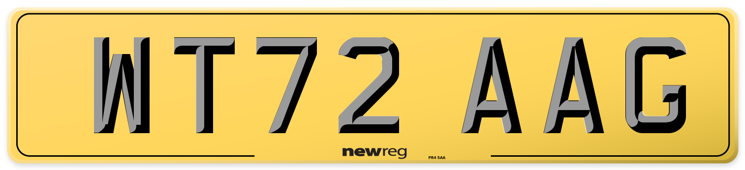 WT72 AAG Rear Number Plate
