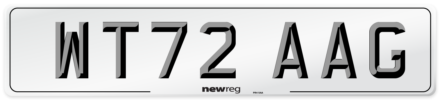 WT72 AAG Front Number Plate