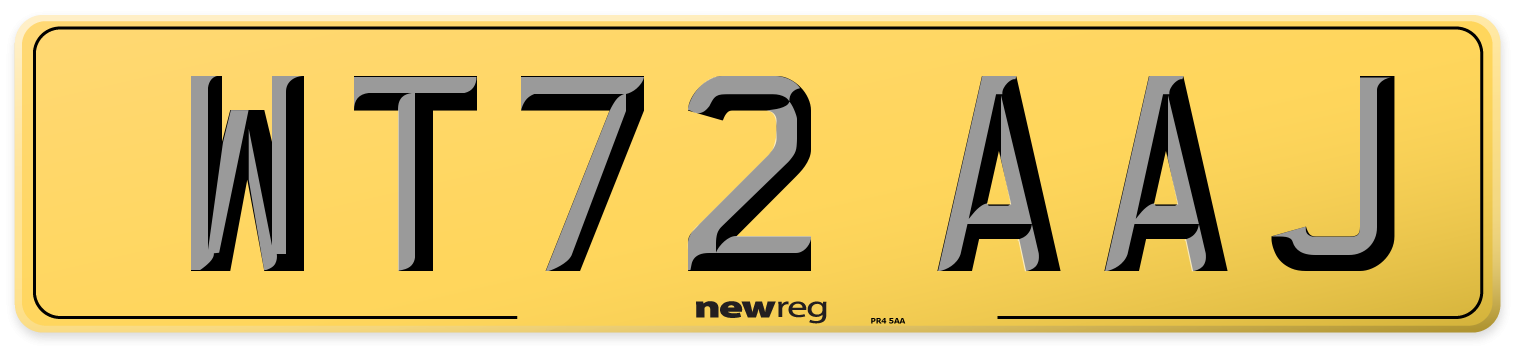 WT72 AAJ Rear Number Plate
