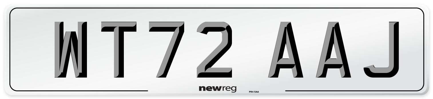WT72 AAJ Front Number Plate