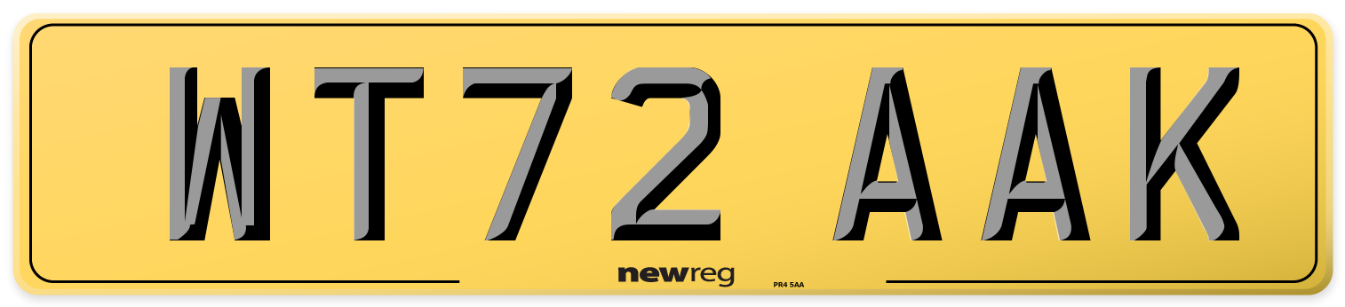 WT72 AAK Rear Number Plate