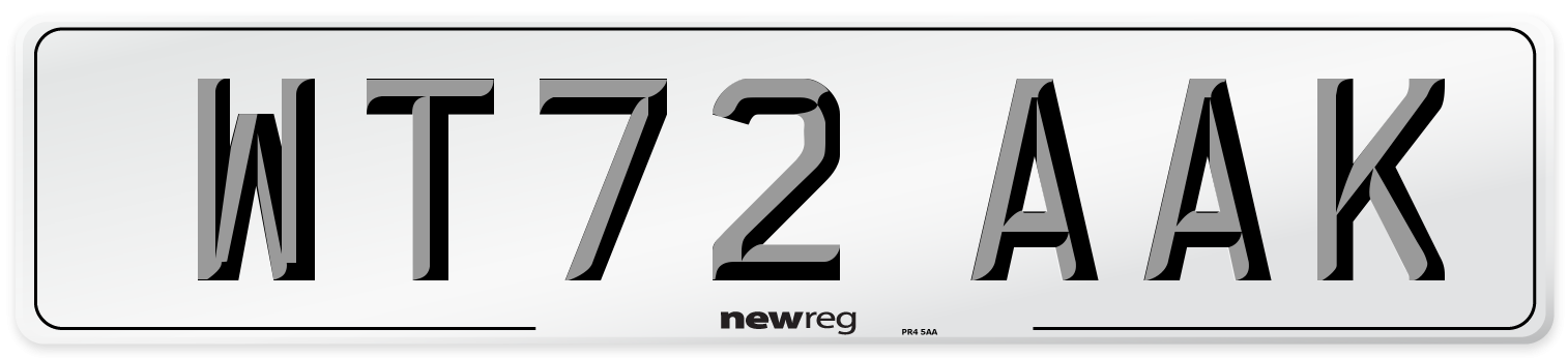 WT72 AAK Front Number Plate