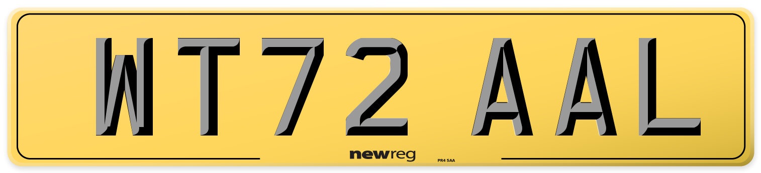 WT72 AAL Rear Number Plate