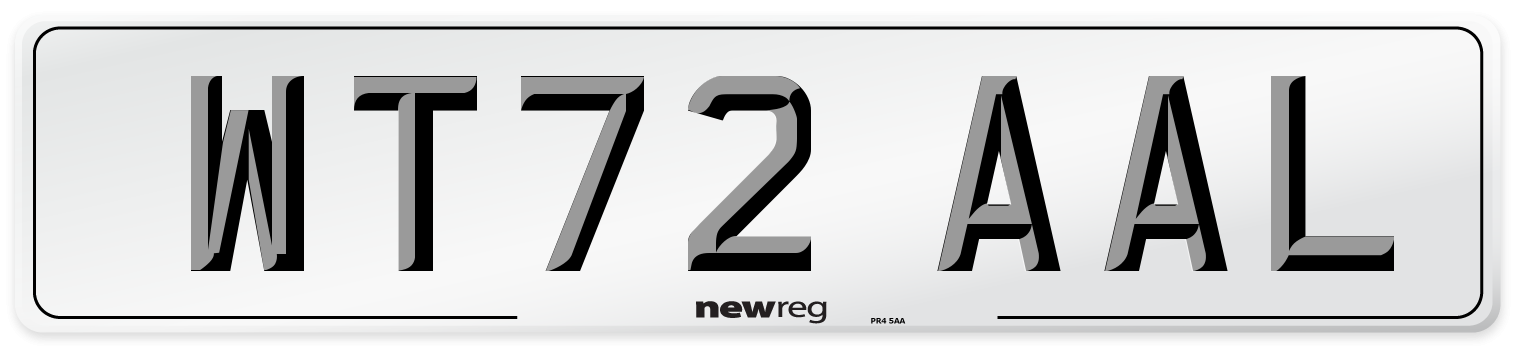 WT72 AAL Front Number Plate