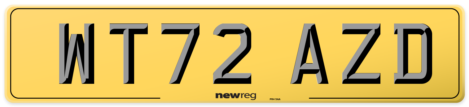 WT72 AZD Rear Number Plate
