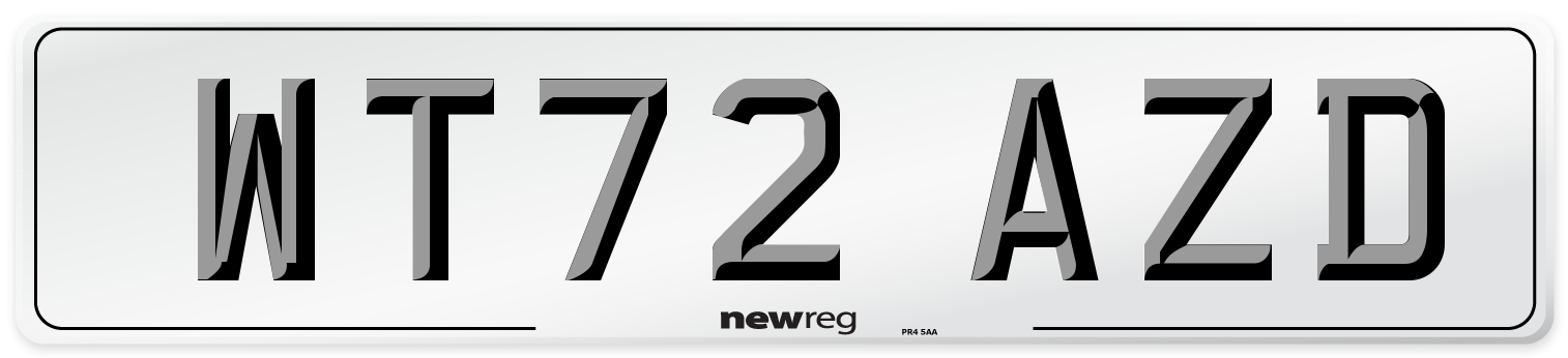 WT72 AZD Front Number Plate