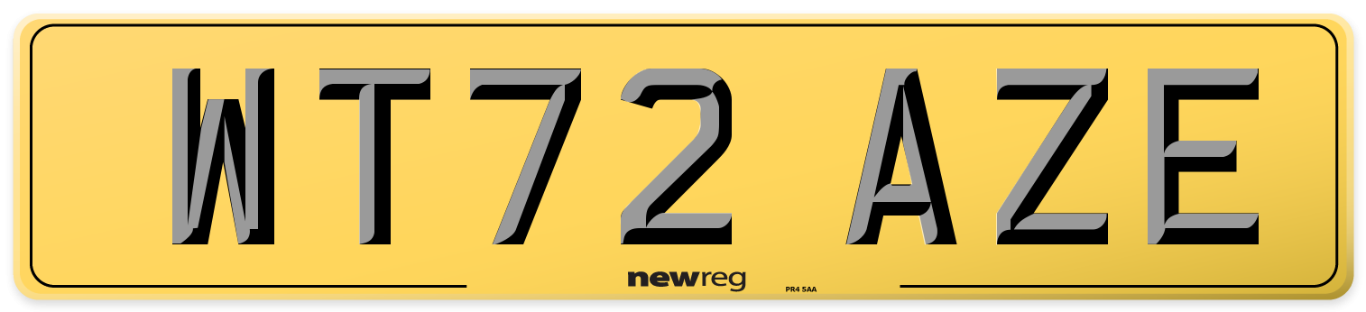 WT72 AZE Rear Number Plate