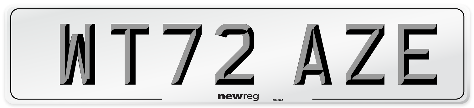 WT72 AZE Front Number Plate