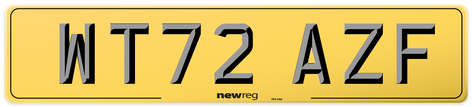 WT72 AZF Rear Number Plate