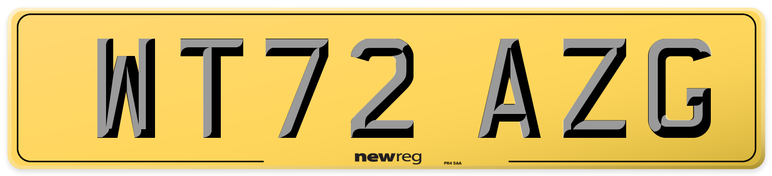 WT72 AZG Rear Number Plate