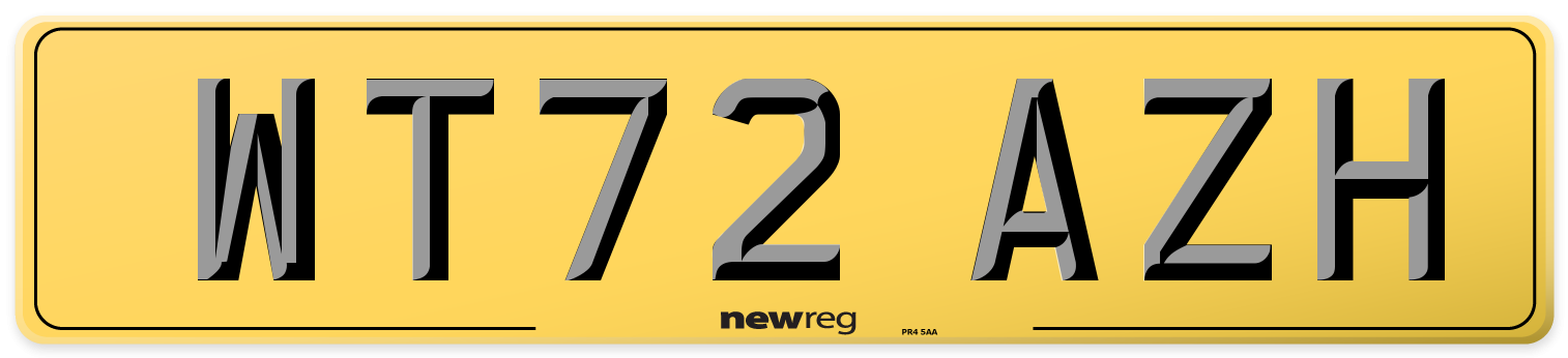 WT72 AZH Rear Number Plate