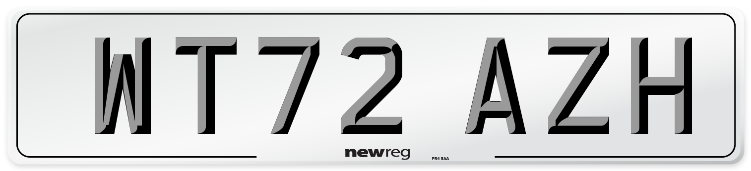 WT72 AZH Front Number Plate