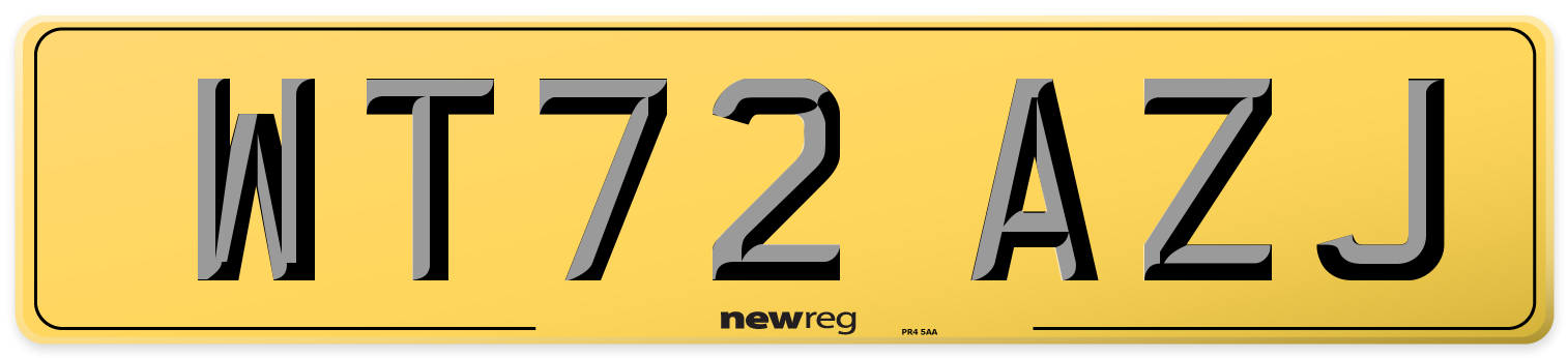 WT72 AZJ Rear Number Plate