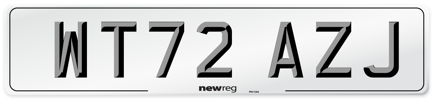 WT72 AZJ Front Number Plate