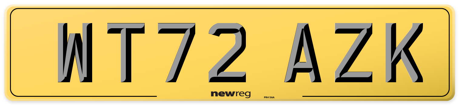 WT72 AZK Rear Number Plate