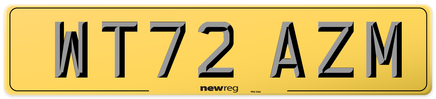 WT72 AZM Rear Number Plate