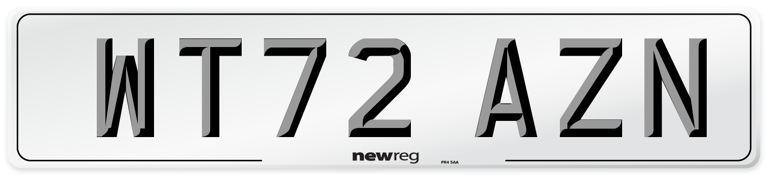 WT72 AZN Front Number Plate
