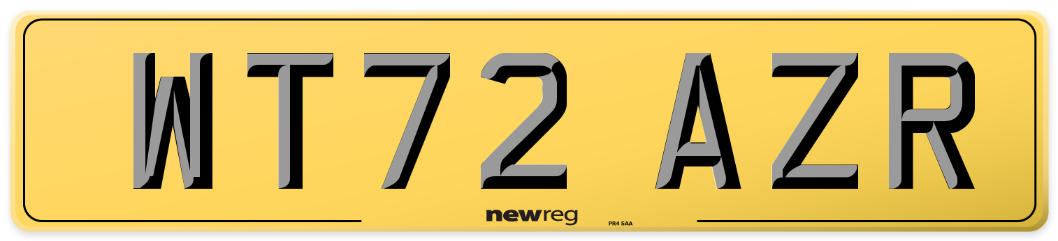 WT72 AZR Rear Number Plate