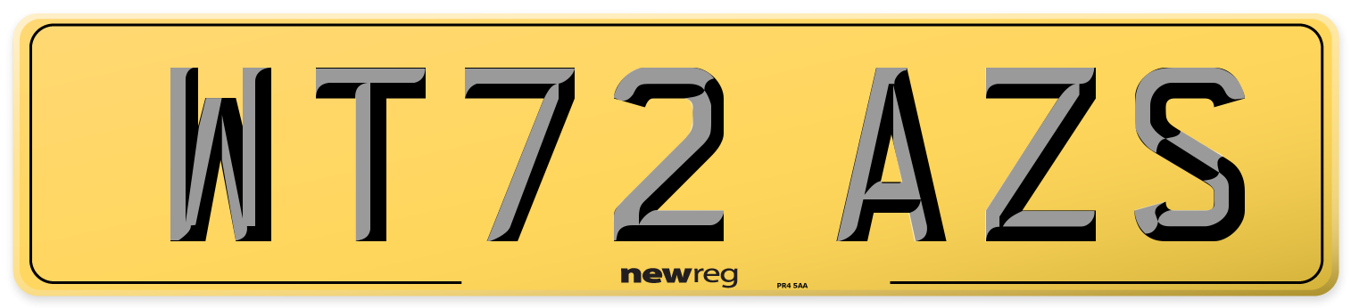 WT72 AZS Rear Number Plate