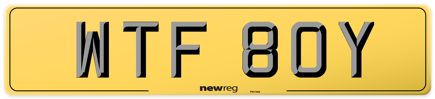 WTF 80Y Rear Number Plate