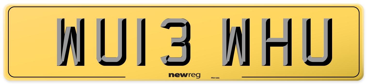 WU13 WHU Rear Number Plate