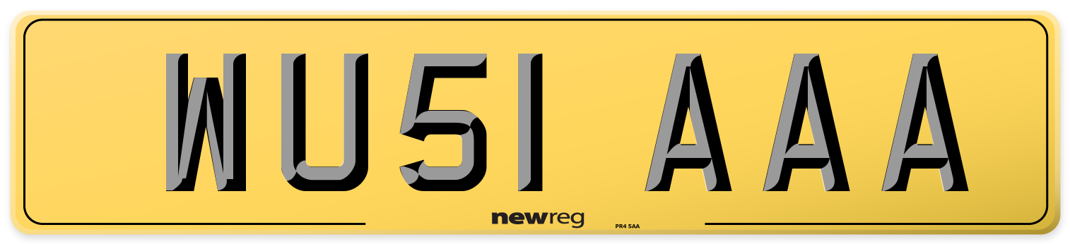 WU51 AAA Rear Number Plate