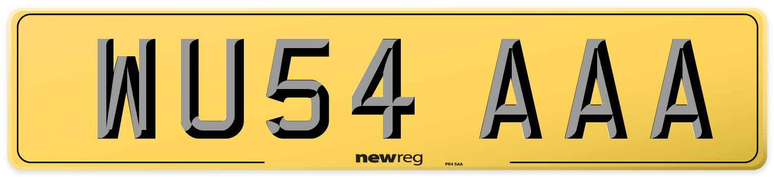 WU54 AAA Rear Number Plate