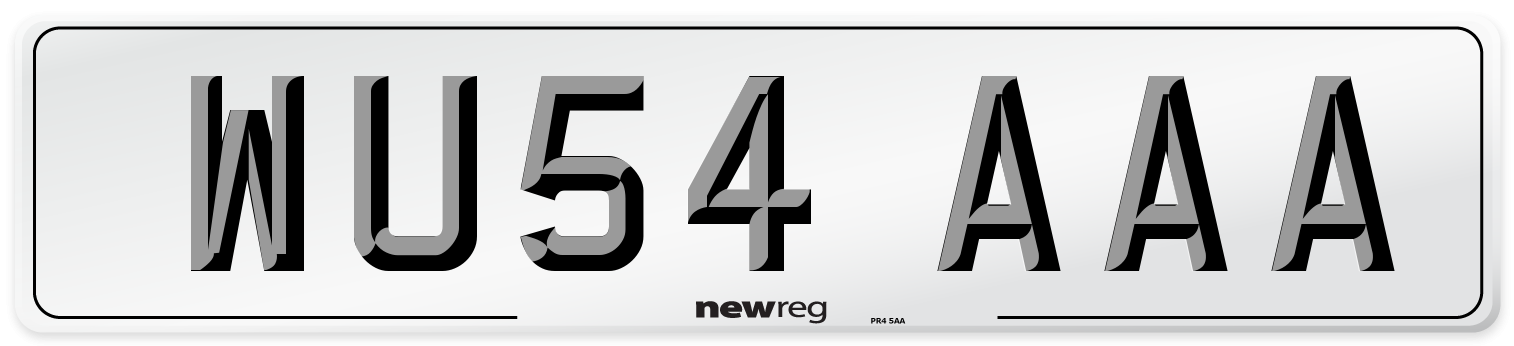 WU54 AAA Front Number Plate