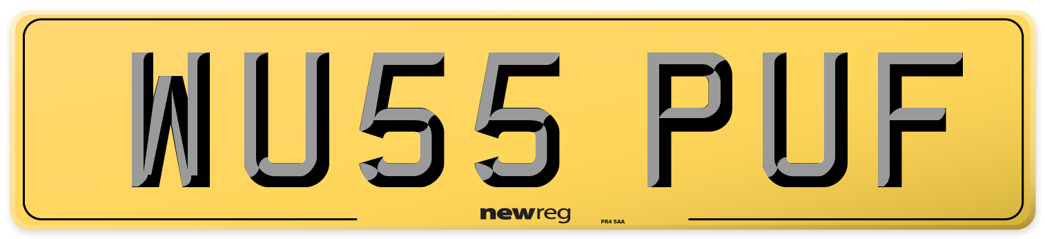 WU55 PUF Rear Number Plate