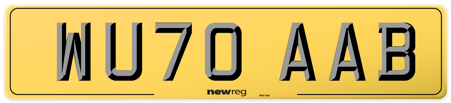 WU70 AAB Rear Number Plate