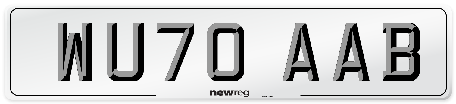 WU70 AAB Front Number Plate