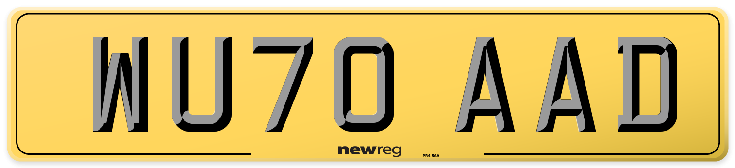 WU70 AAD Rear Number Plate