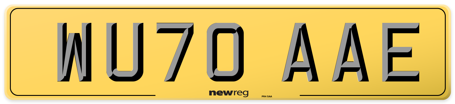 WU70 AAE Rear Number Plate