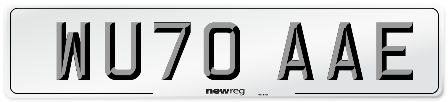 WU70 AAE Front Number Plate