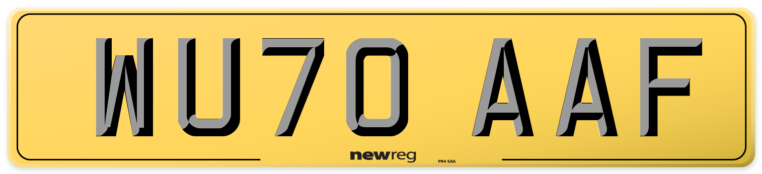 WU70 AAF Rear Number Plate