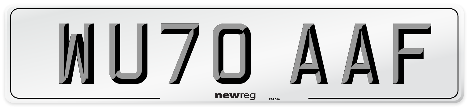 WU70 AAF Front Number Plate
