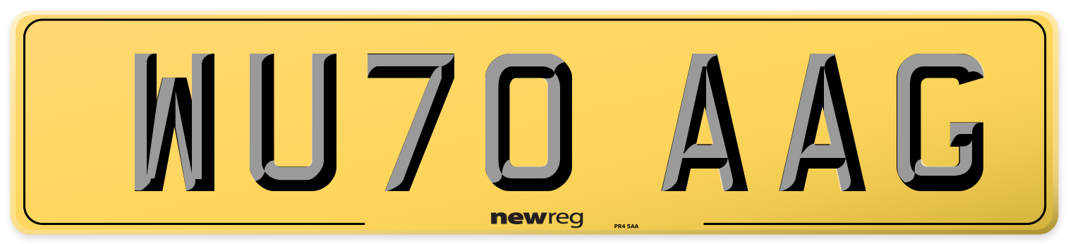 WU70 AAG Rear Number Plate