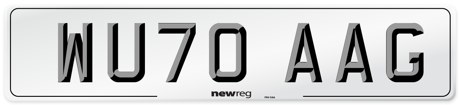 WU70 AAG Front Number Plate