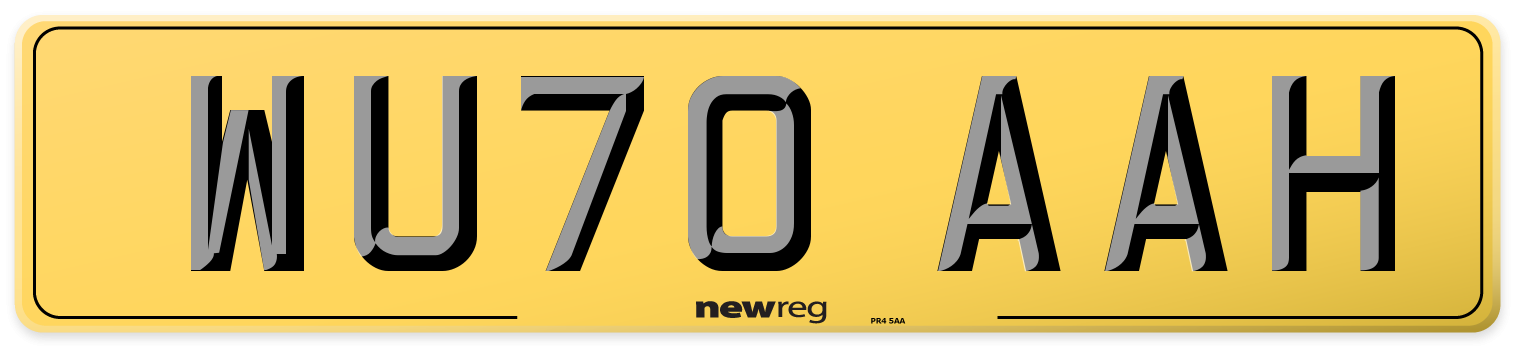 WU70 AAH Rear Number Plate
