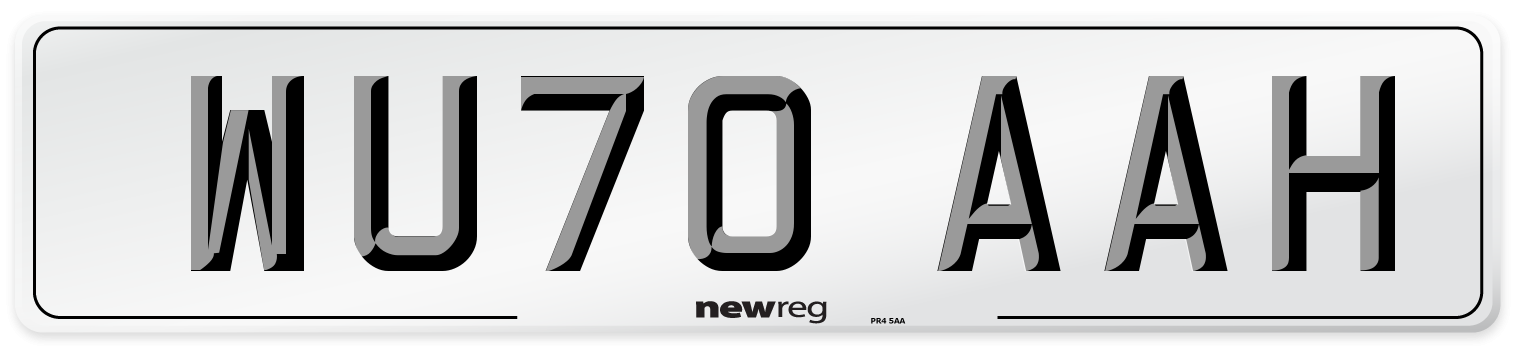 WU70 AAH Front Number Plate